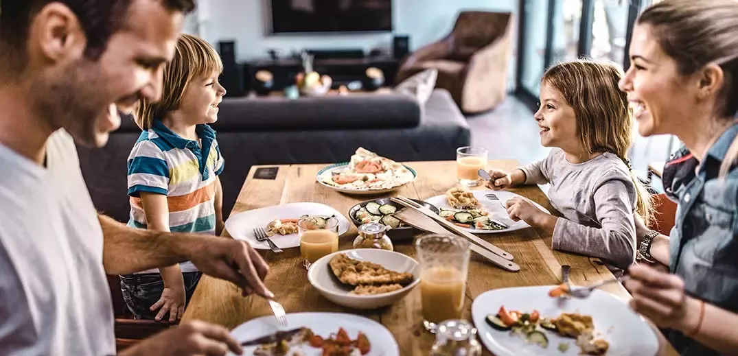 Family eating breakfast